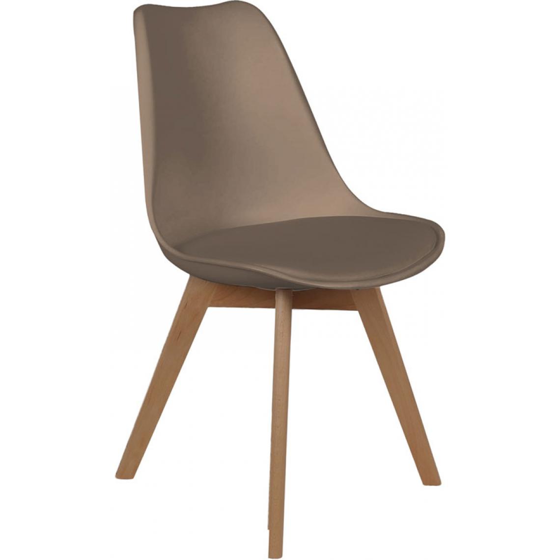 3S. x Home - Chaise Scandinave Coque Taupe avec Assise Rembourrée FJORD - Chaises