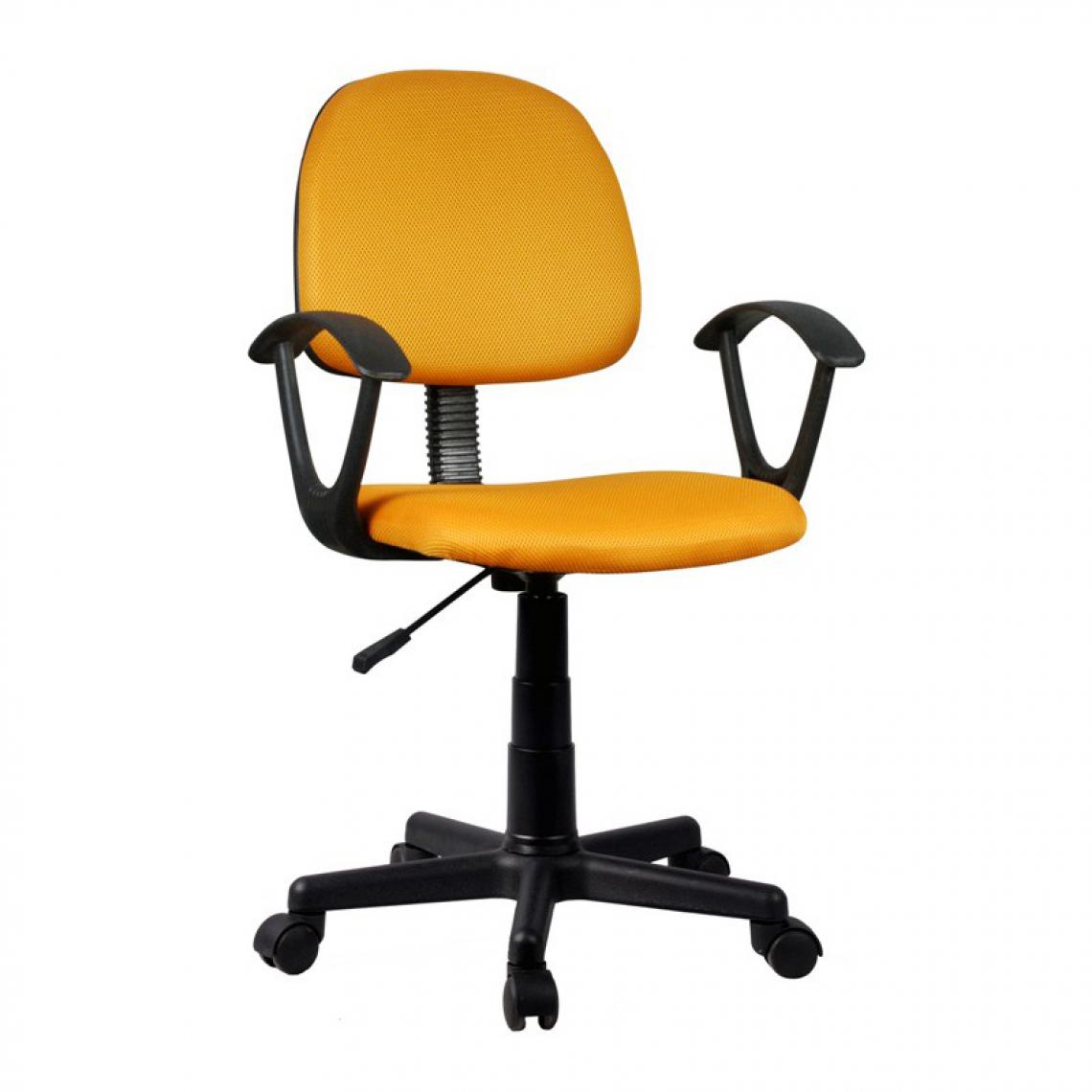 Hucoco - PERLO | Chaise de bureau pivotante moderne pour enfant | Hauteur réglable 79-91 cm | Dossier et siège ergonomiques - Orange - Chaises
