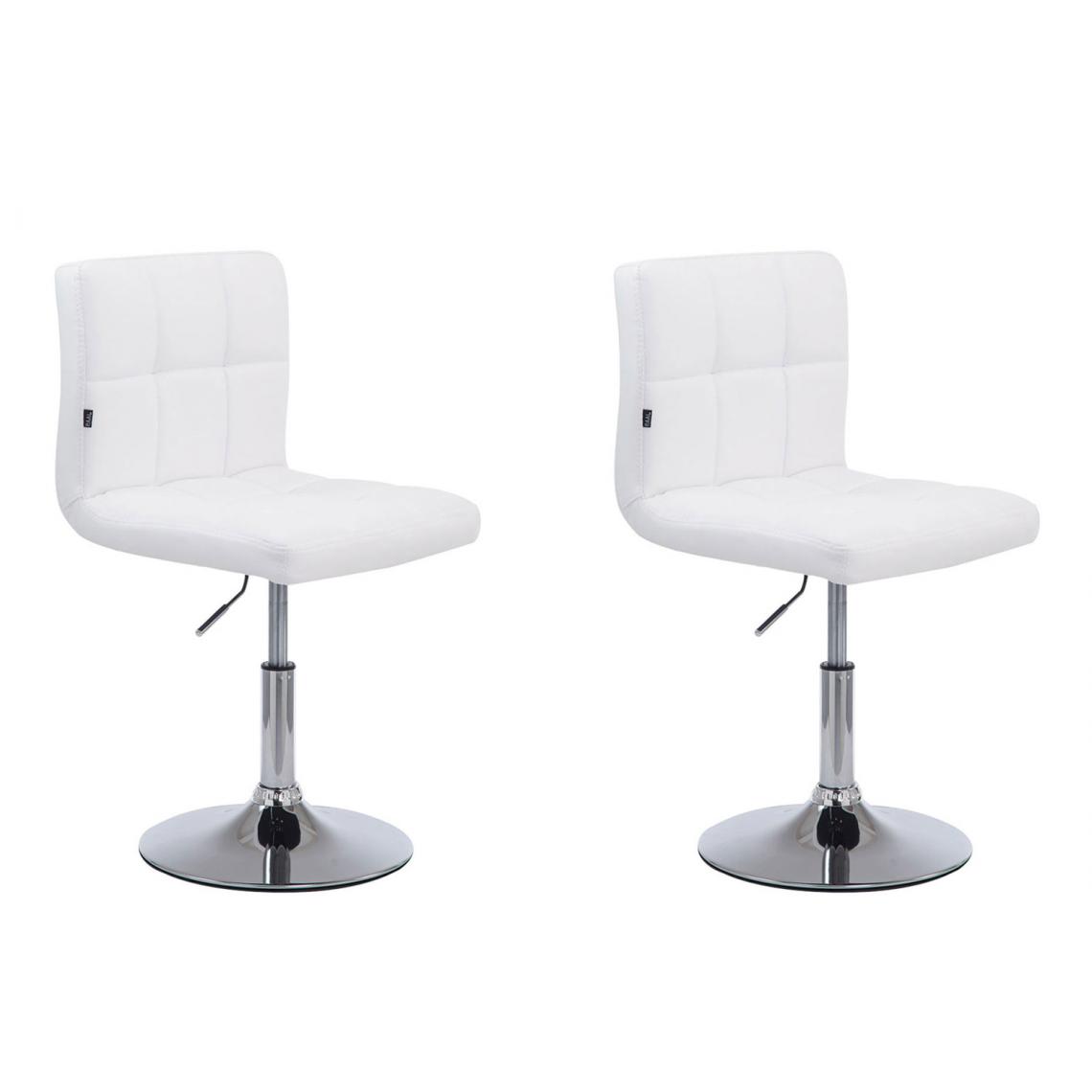 Icaverne - Joli Lot de 2 chaises longues reference Bamako V2 en cuir artificiel couleur blanc - Tabourets