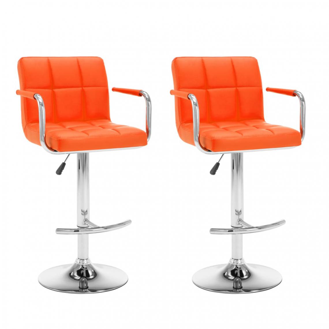 Icaverne - Esthetique Fauteuils et chaises ligne Nicosie Tabourets de bar 2 pcs Orange Similicuir - Tabourets
