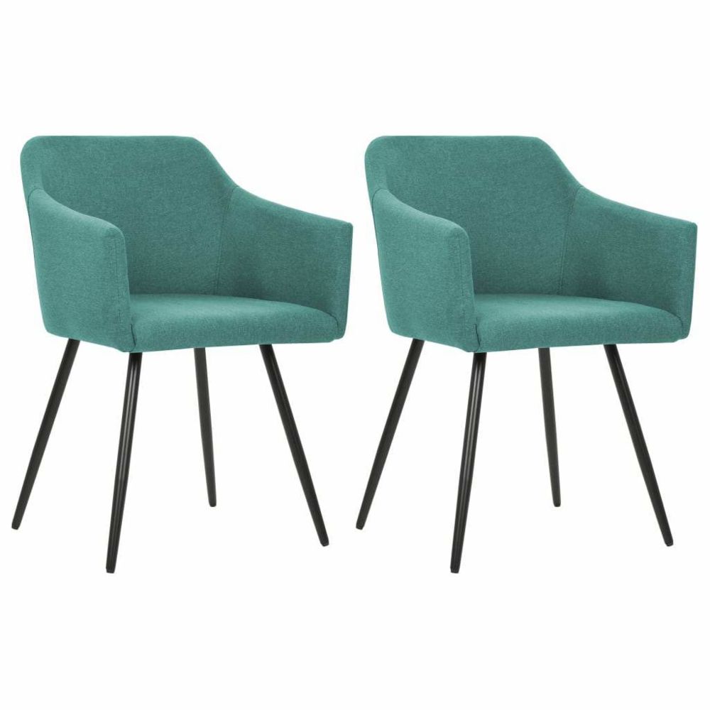 Helloshop26 - Lot de deux chaises de salle à manger vert tissu 1902173 - Chaises