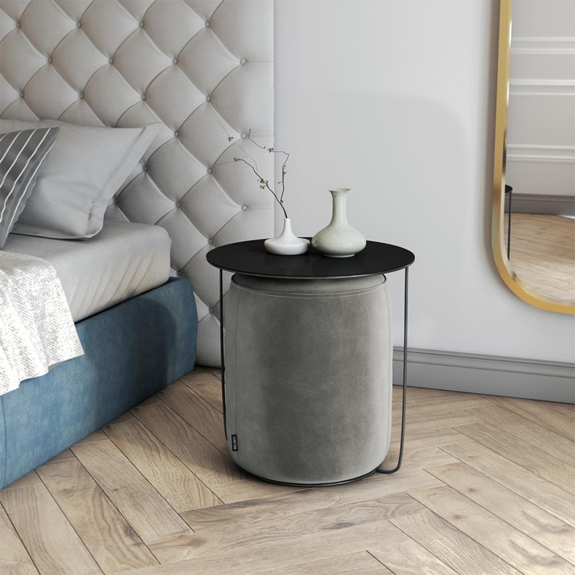 Selsey - Bout de canapé - GAZURE - gris - en métal - avec pouf - moderne - Tables basses