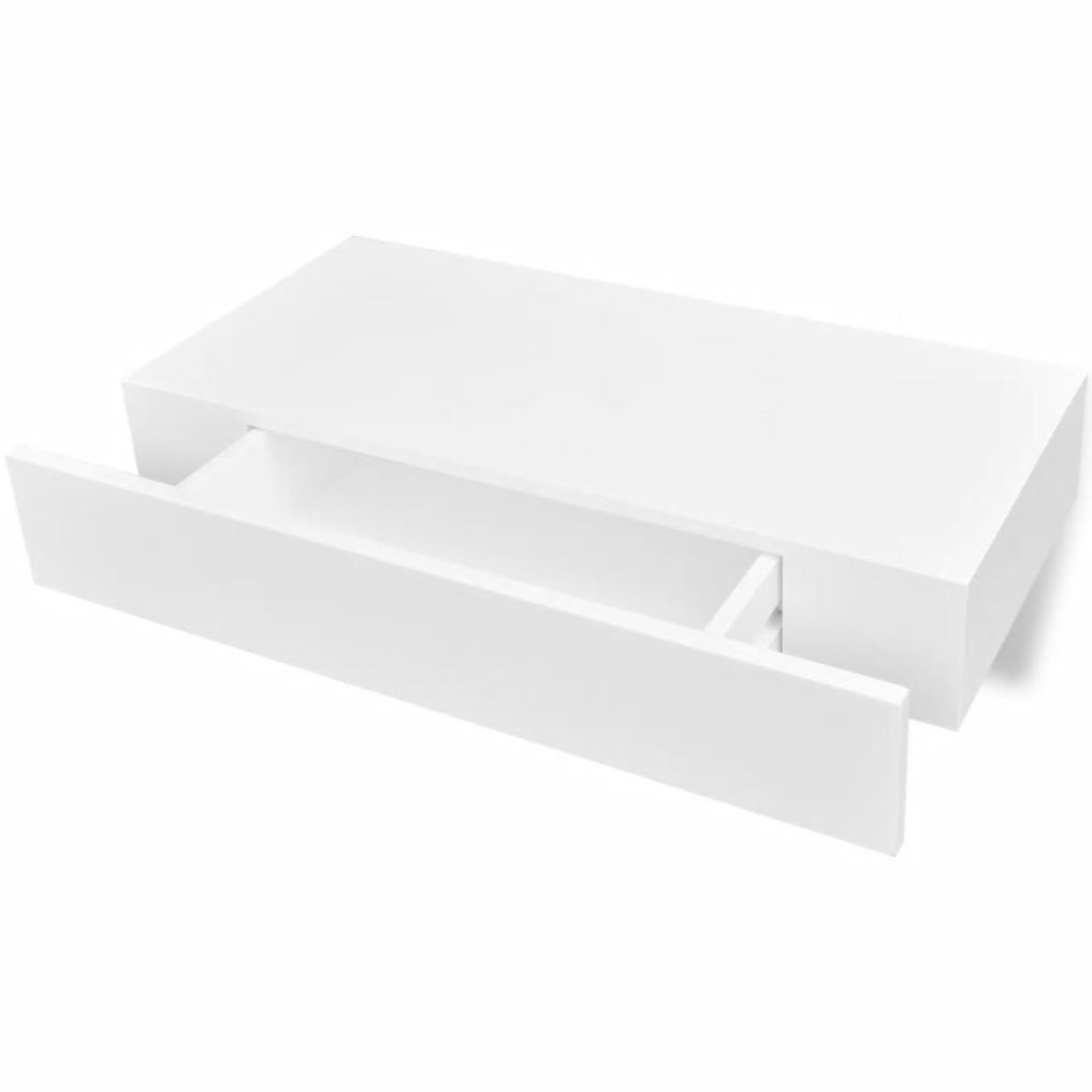 Helloshop26 - Étagère armoire meuble design étagère murale avec 1 tiroir mdf blanc rangement de livres 2702113/2 - Etagères