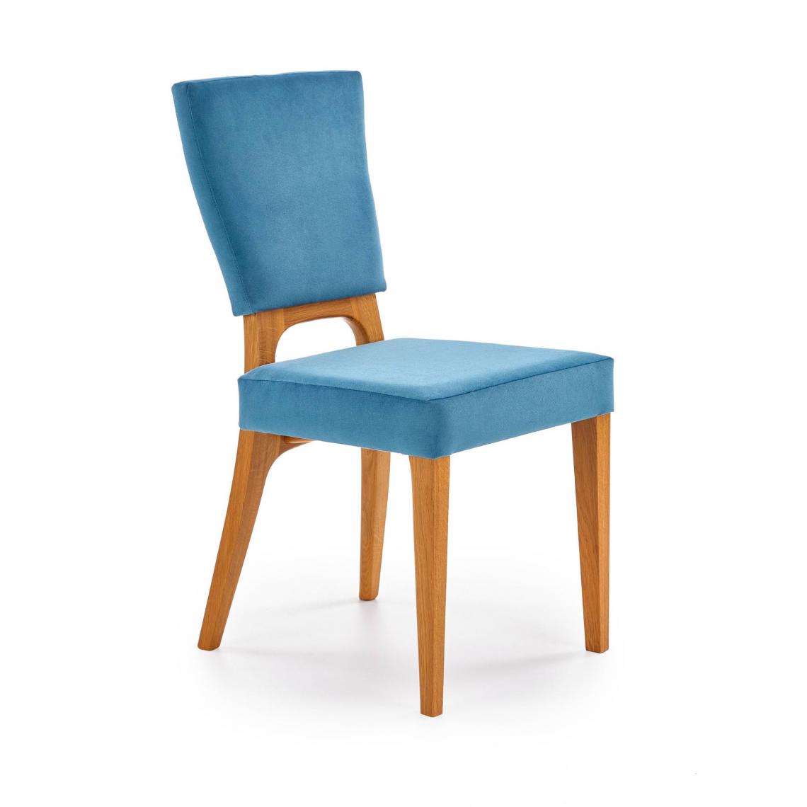 Hucoco - DANDA - Chaise rembourrée style vintage salon/cuisine - 91x56x43 - Pieds en bois - Chaise de salle à manger - Bleu - Chaises
