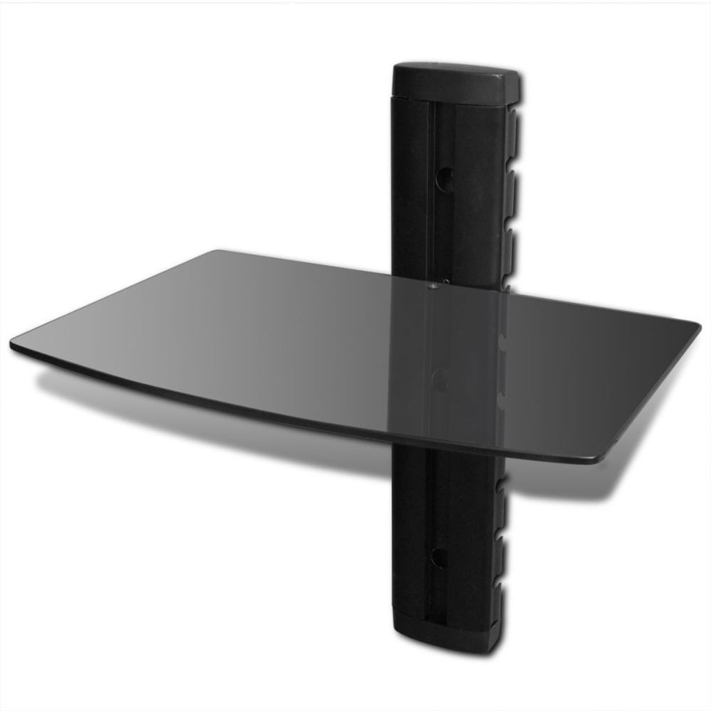 Helloshop26 - Meuble télé tv télévision design pratique étagère murale noire 1 tablette pour dvd 2502295 - Meubles TV, Hi-Fi