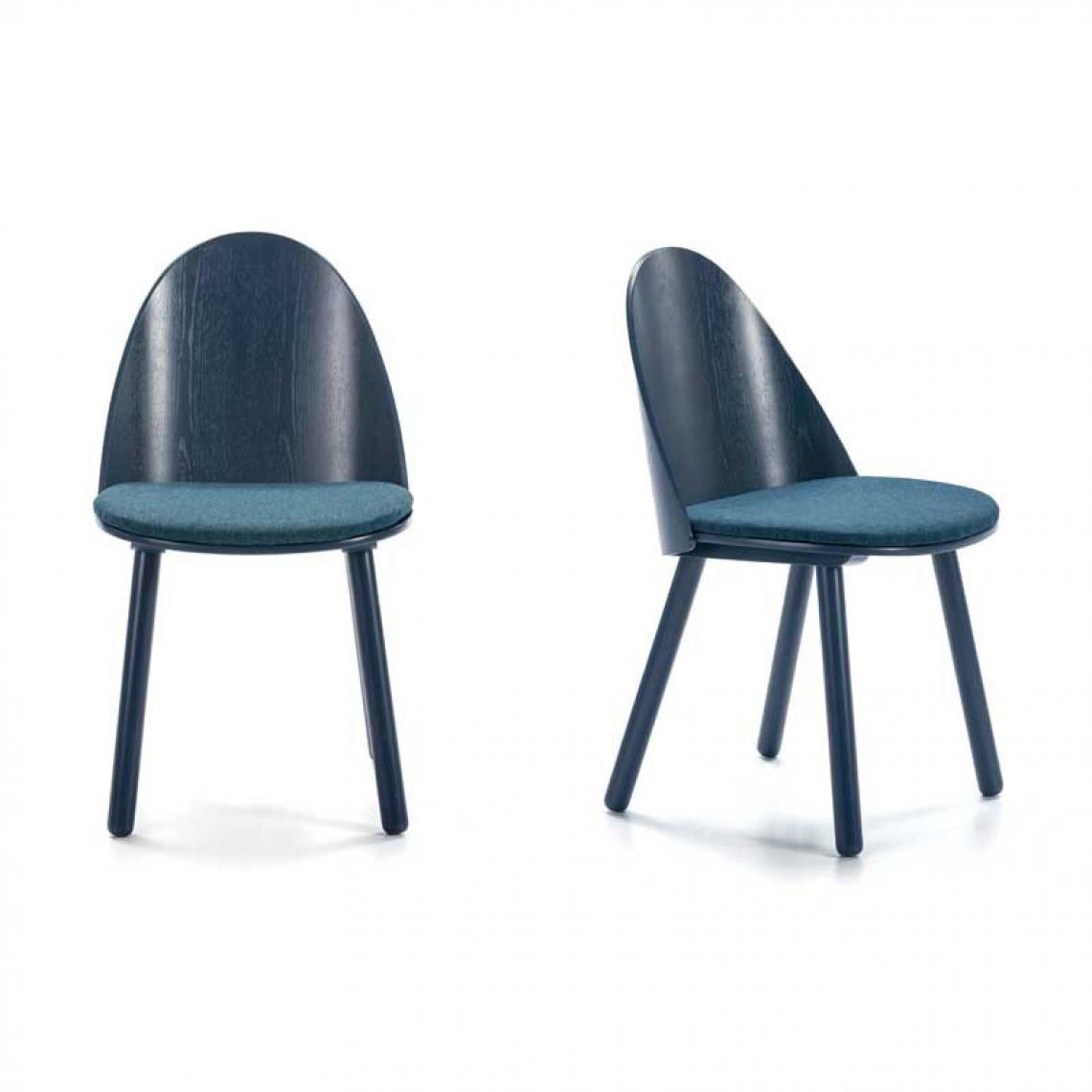 Tousmesmeubles - Duo de chaises Bois/Bleu - TEULAT UMA - Chaises