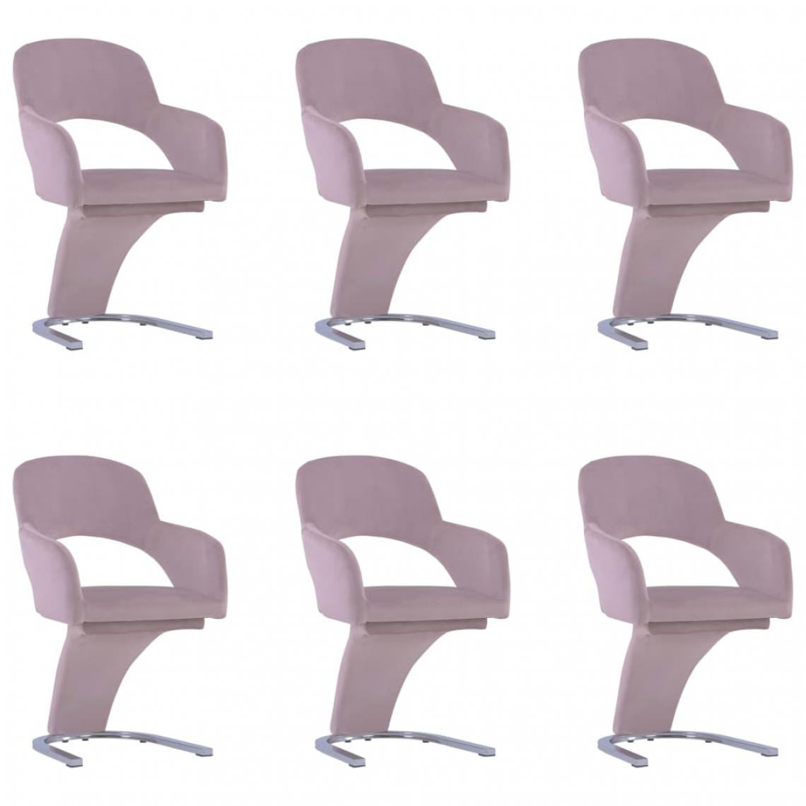 Icaverne - Magnifique Fauteuils et chaises serie Kiev Chaises de salle à manger 6 pcs Rose Velours - Chaises