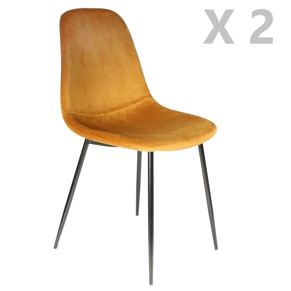The Home Deco Factory - 2 Chaises design velours Giulia - Jaune moutarde - Chaises