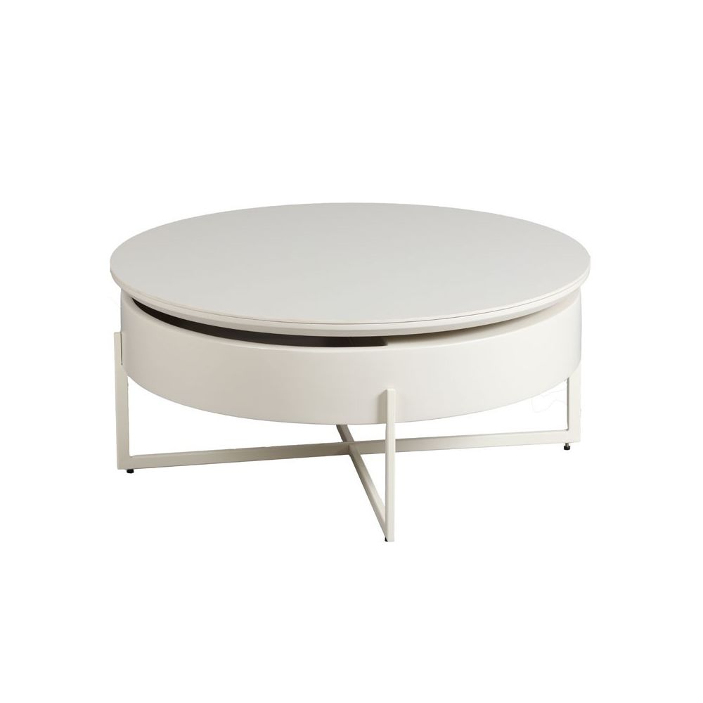 Dansmamaison - Table basse Acier/Bois/Céramique - RANDO - L 85 x l 85 x H 38 cm - Tables basses