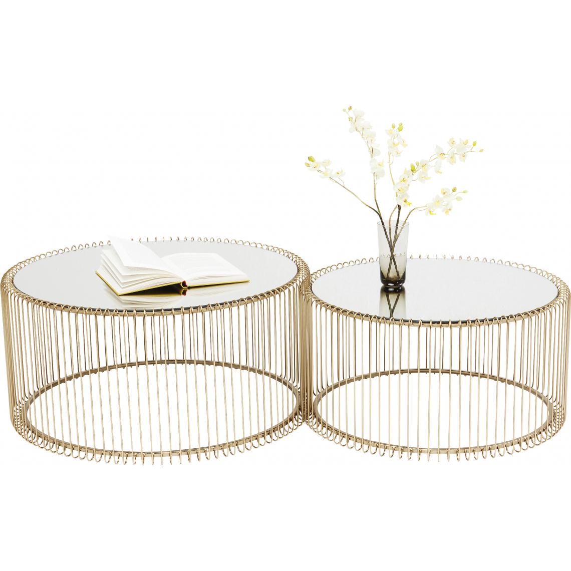 Kare Design - La Déco Design Innovante - Set de 2 Tables Basses Doré WIRE - Tables basses