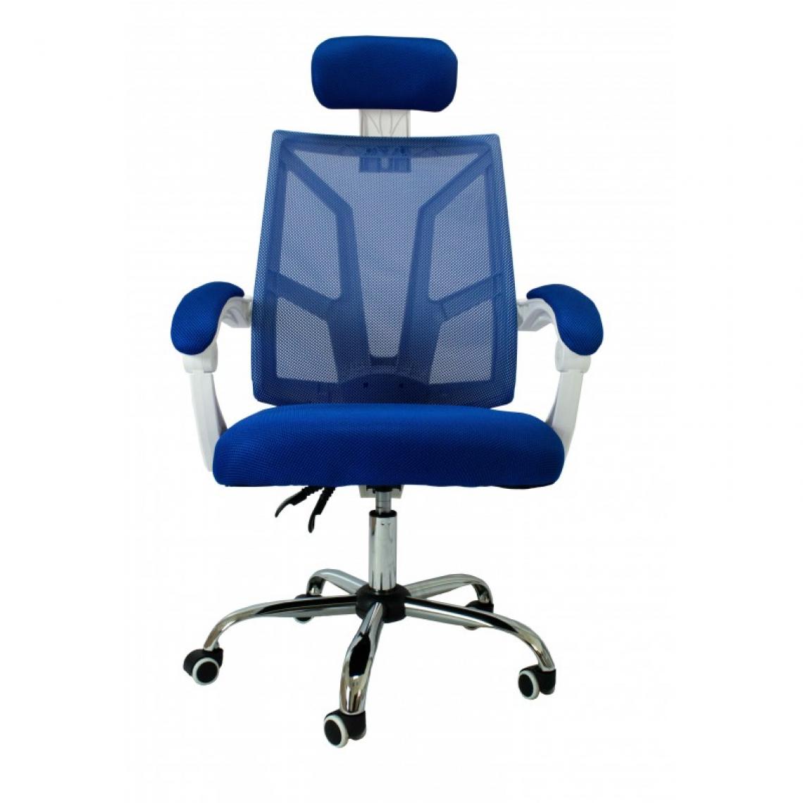 Hucoco - ARISTO - Fauteuil pivotant style moderne bureau - 84-63x61x118 - Réglable en hauteur - Chaise de bureau - Bleu - Chaises
