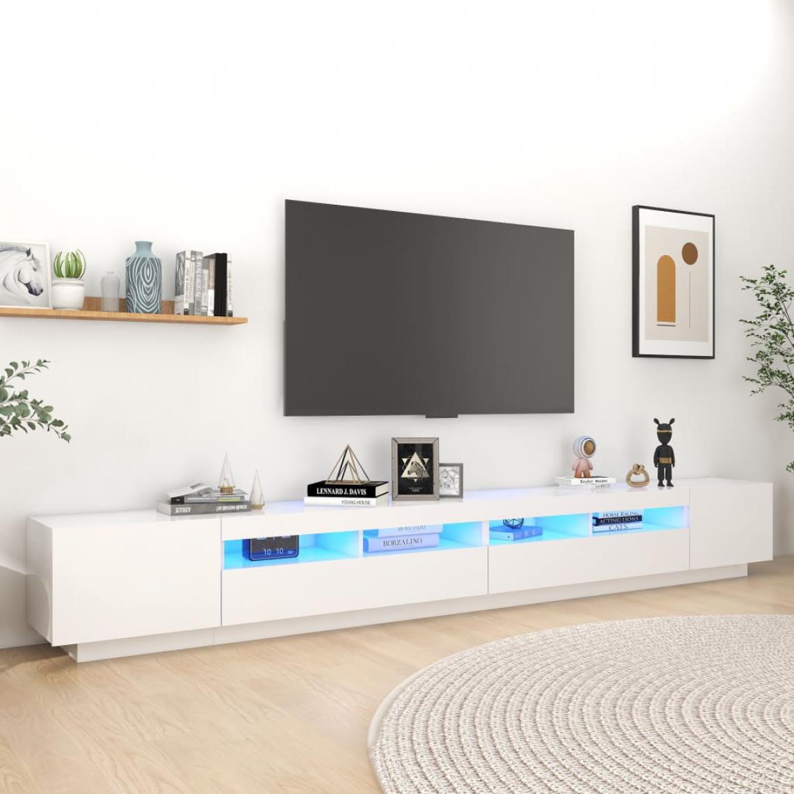Vidaxl - vidaXL Meuble TV avec lumières LED Blanc 300x35x40 cm - Meubles TV, Hi-Fi