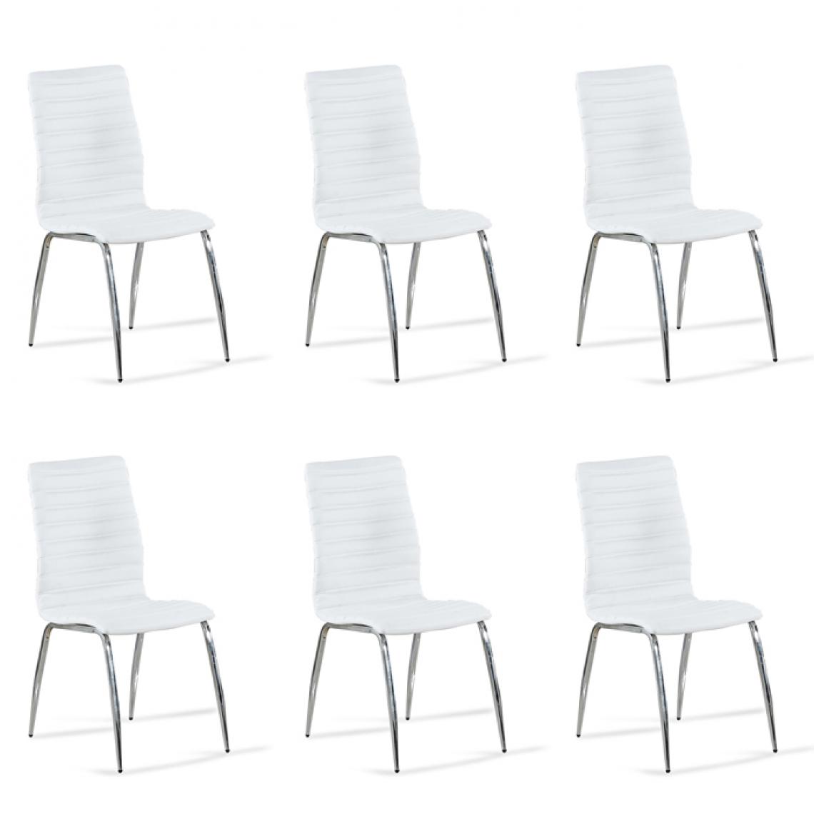 Designetsamaison - Lot de 6 chaises salle à manger blanches - Londres - Chaises