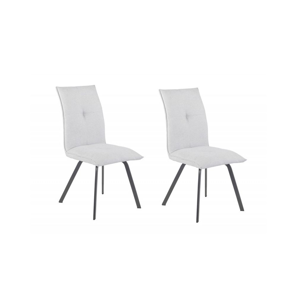 Meubletmoi - Lot de 2 chaises en tissu gris clair avec piètement en métal - ARIA - Chaises