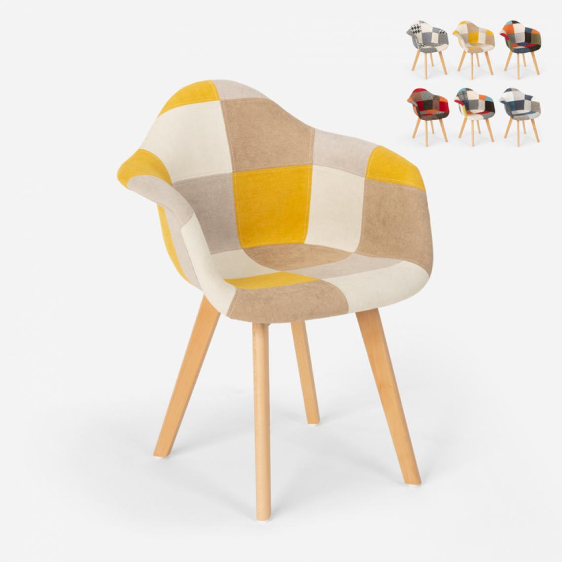 Ahd Amazing Home Design - Chaise et fauteuil de cuisine et salon patchwork design nordique Herion, Couleur: Patchwork 3 - Chaises