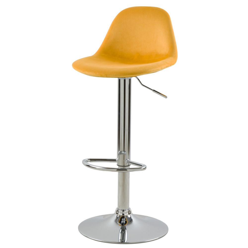 Rendez Vous Deco - Chaise de bar Pavo en velours jaune 60/82 cm - Tabourets
