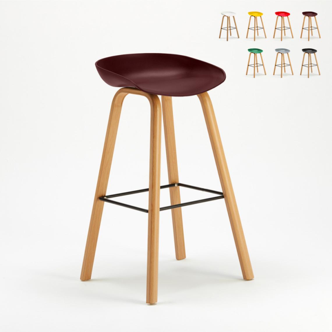 Superstool - Tabouret chaise haut pour café et cuisine effet bois Towerwood, Couleur: Marron - Tabourets
