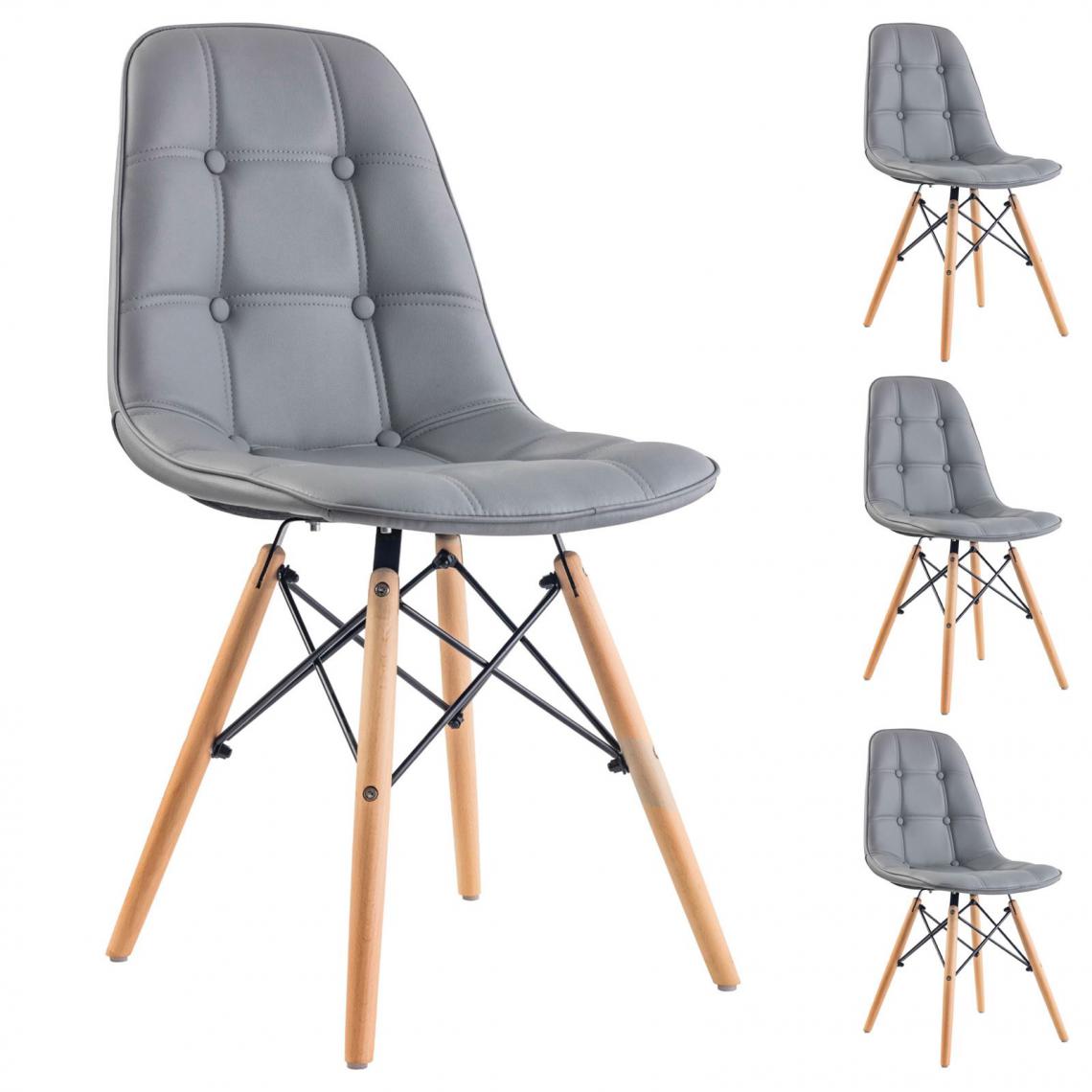 Idimex - Lot de 4 chaises CESAR, en synthétique gris - Chaises
