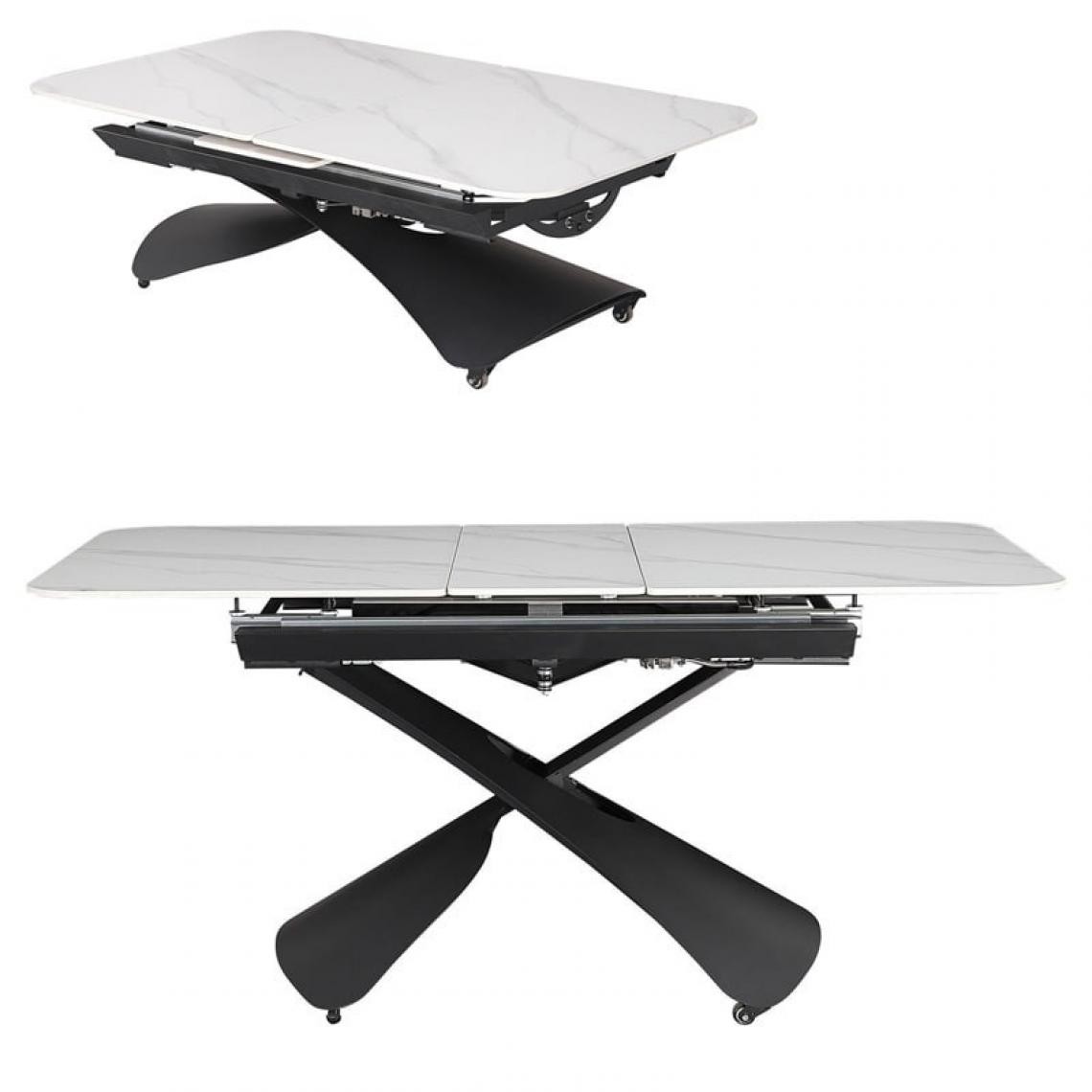Meubler Design - Table Basse Relevable Transformable En Table À Manger Effet Marbre Lora - Céramique Marbre Blanc - Tables basses