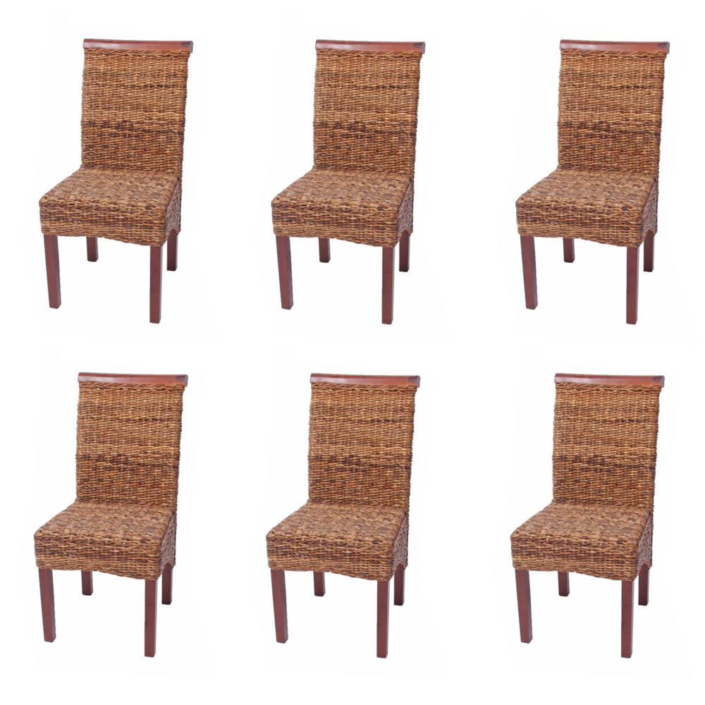 Mendler - Lot de 6 chaises M45, banane tressée, 47x54x93cn, pieds marrons - Chaises
