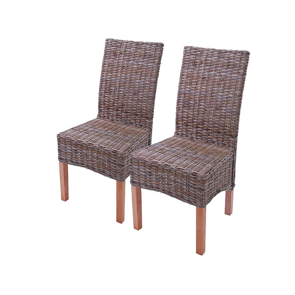 Mendler - Lot de 2 chaises M44 salle à manger, rotin kubu/bois, 47x52x97cm - Chaises
