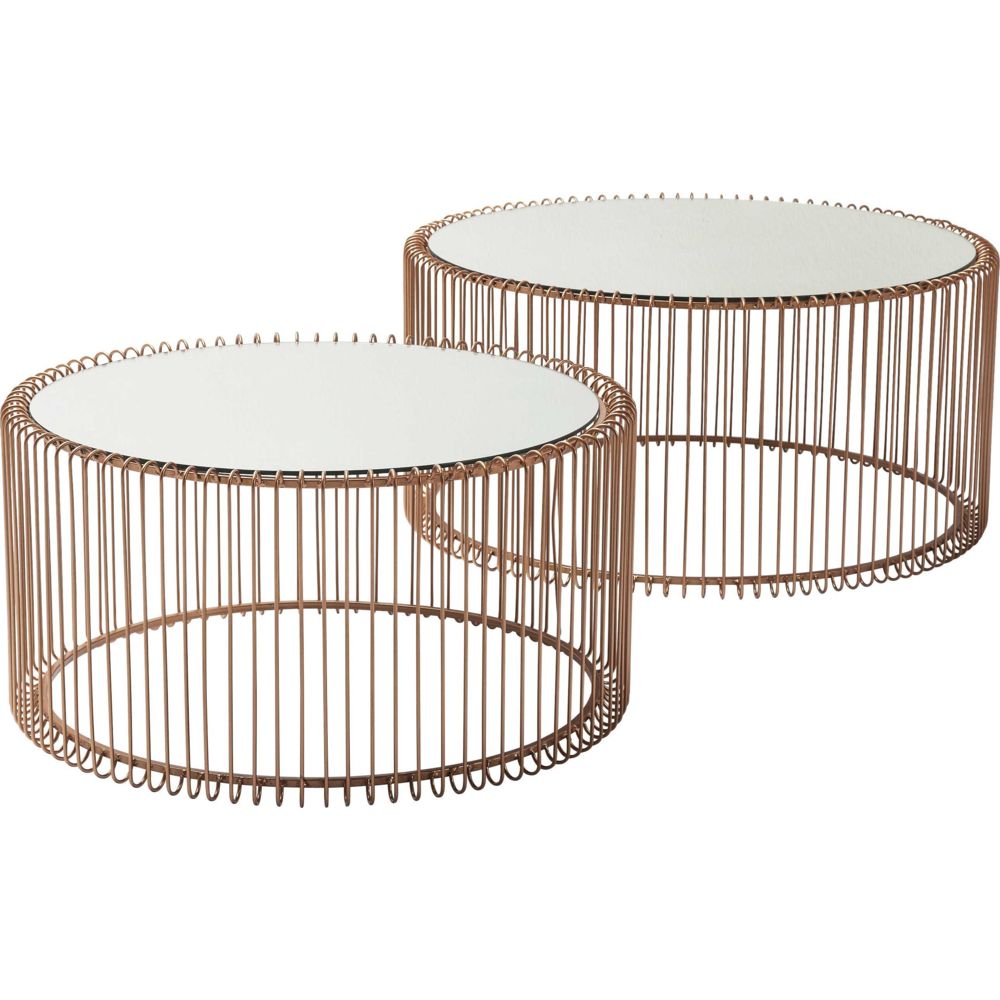 Karedesign - Tables basses rondes Wire set de 2 cuivre Kare Design - Tables basses