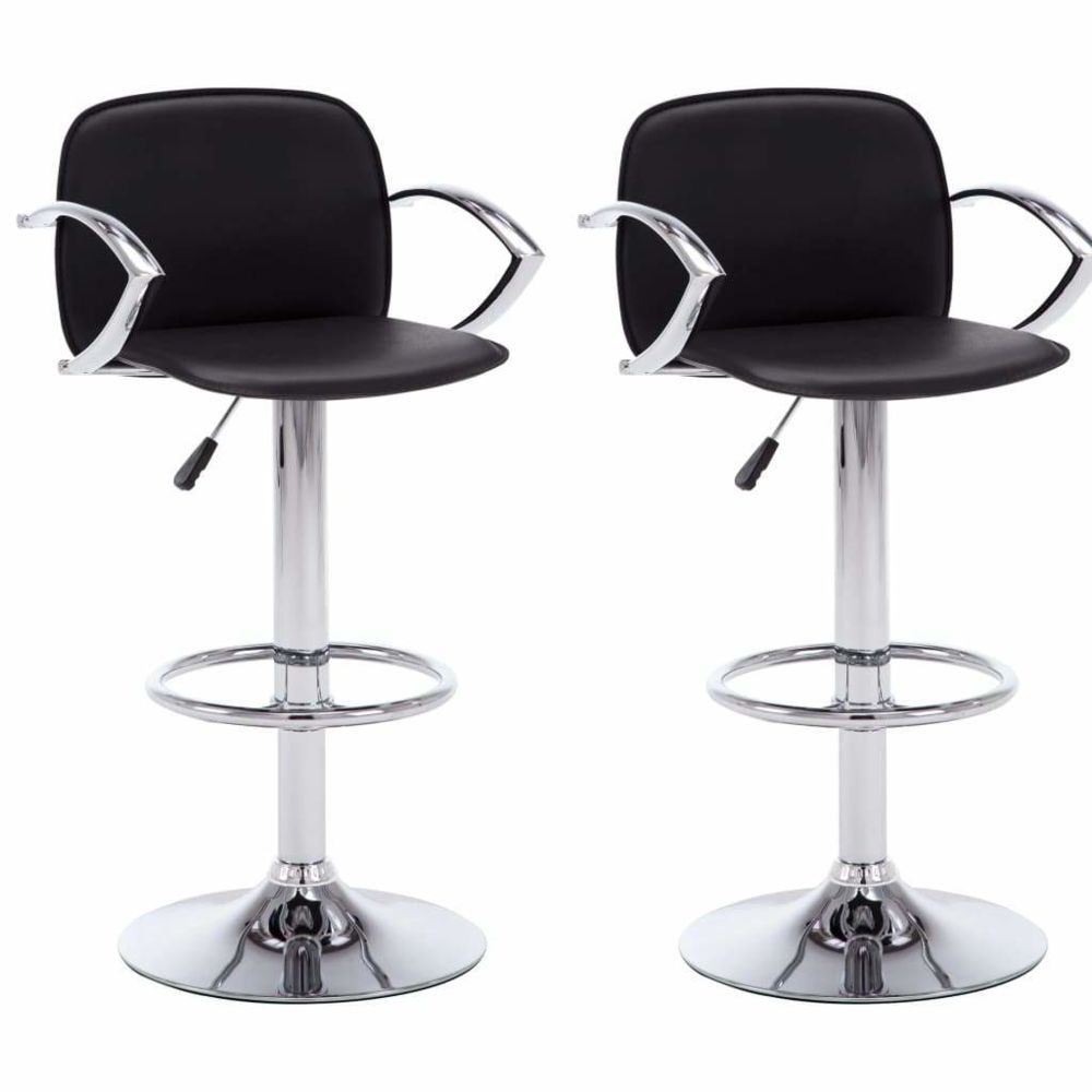 Helloshop26 - Lot de deux tabourets de bar design chaise siège avec accoudoirs 2 pcs Similicuir Noir 1202104 - Chaises