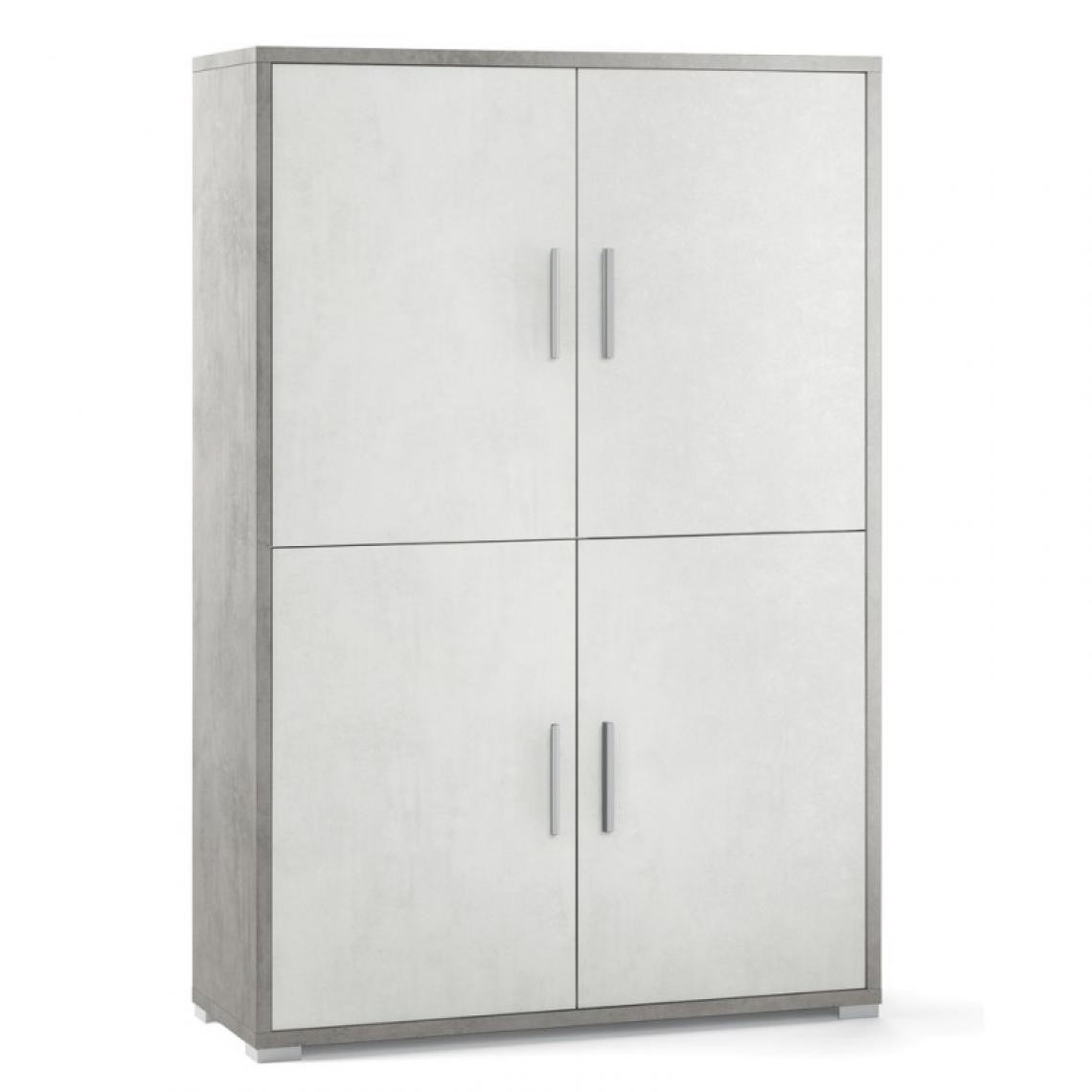 Webmarketpoint - Buffet avec quatre portes et quatre étagères en bois Ciment Blanc 108x41x h161 cm - Buffets, chiffonniers