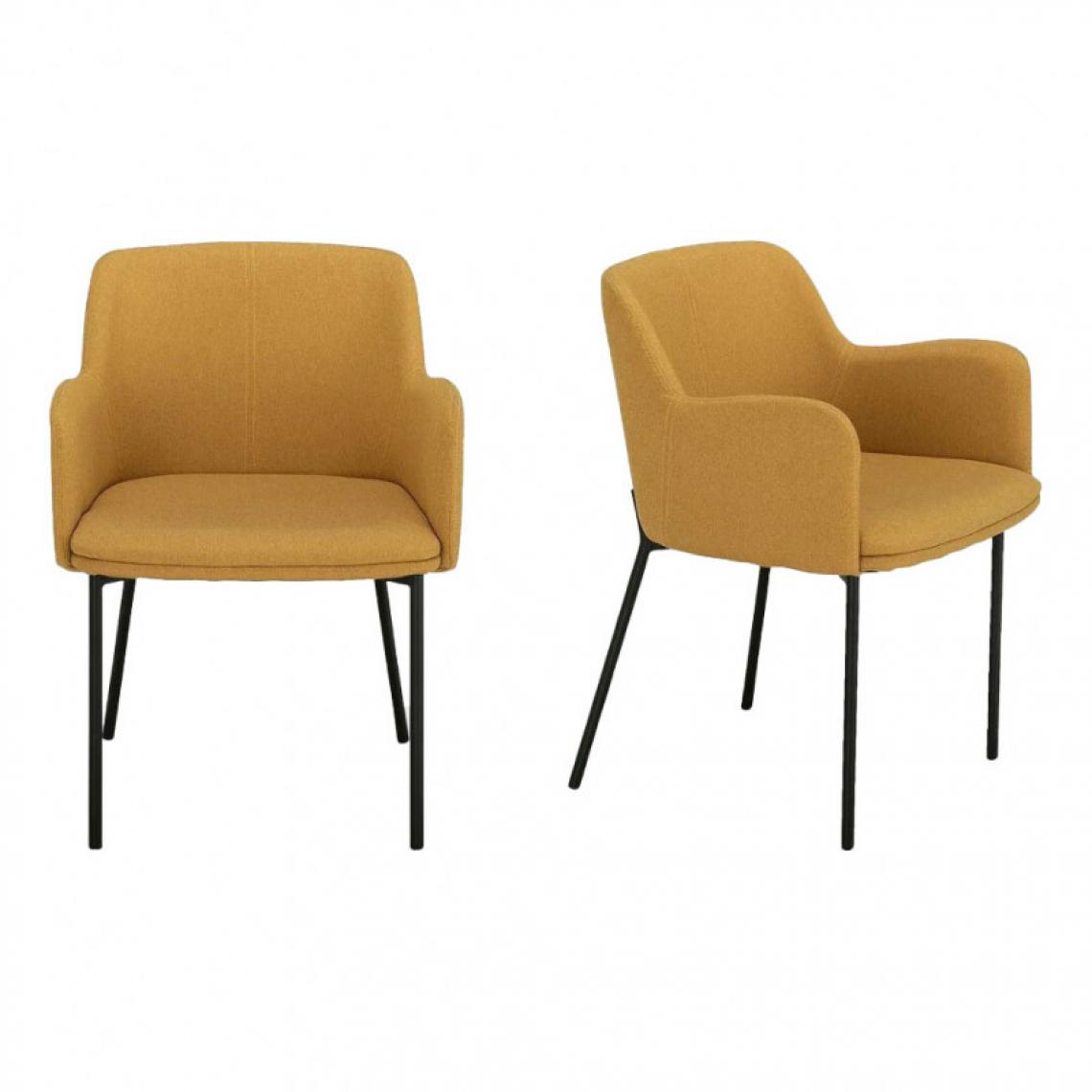 Meubletmoi - Lot de 2 chaises moutarde en tissu avec piètement acier - LUTTY 9674 - Chaises