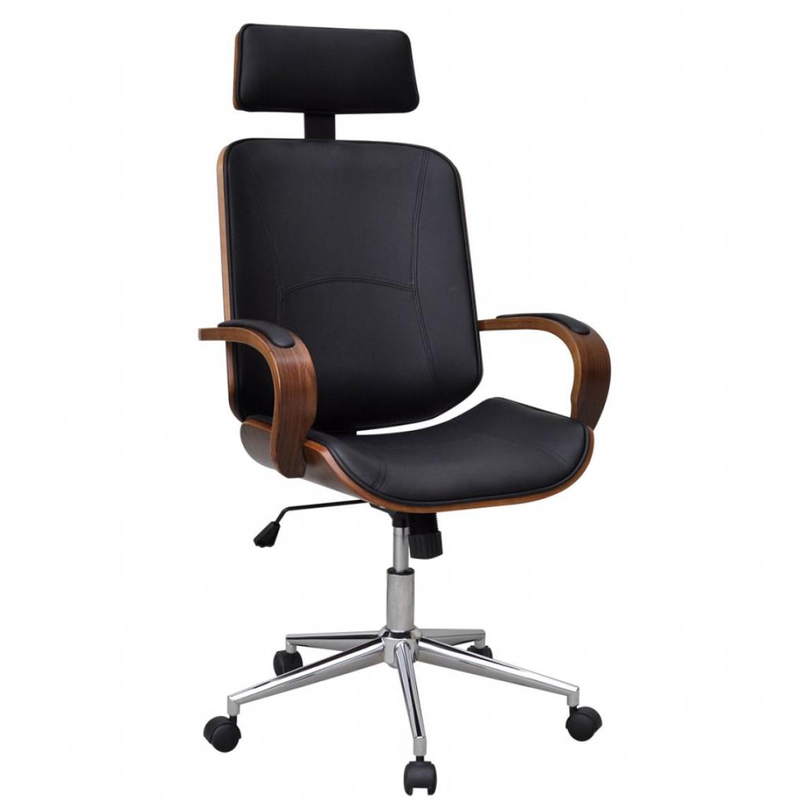Chunhelife - Chaise de bureau rotative en bois cintré avec repose-tête et faux cuir - Chaises
