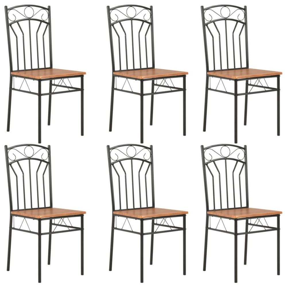 marque generique - Distingué Fauteuils et chaises serie Skopje Chaises de salle à manger 6 pcs Marron MDF - Chaises