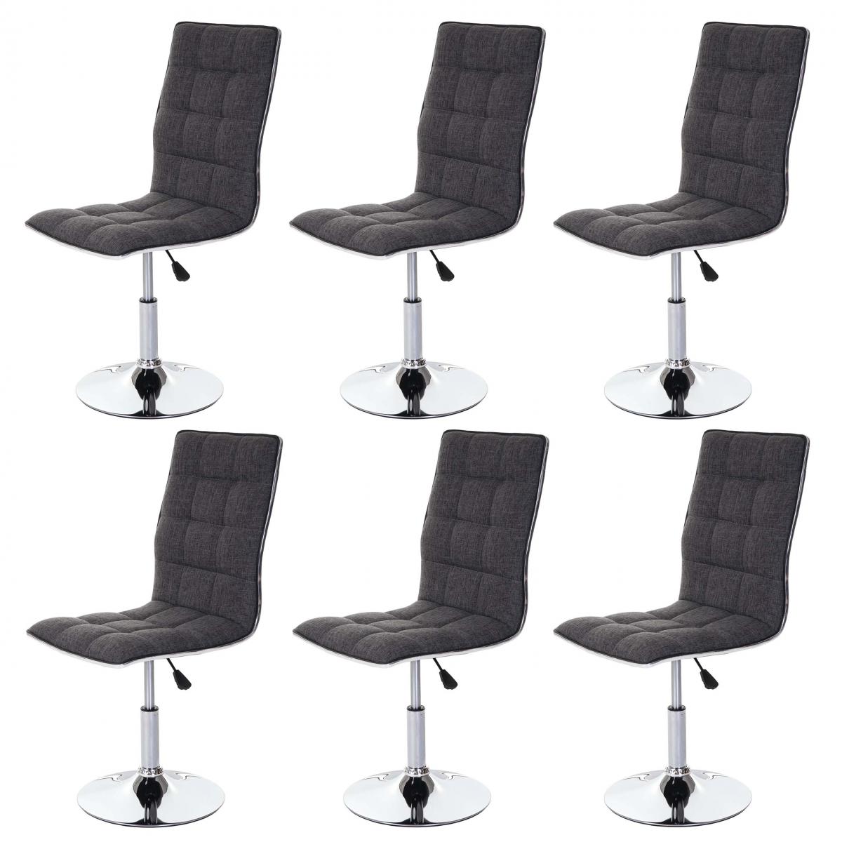 Mendler - 6x chaise de salle à manger HWC-C41, fauteuil, tissu ~ gris clair - Chaises