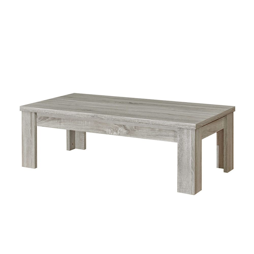 Happymobili - Table de salon 120 cm pas chère couleur chêne gris ENIGMA - Tables basses
