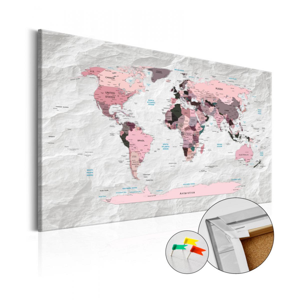 Artgeist - Tableau en liège - Pink Continents [Cork Map] 90x60 - Tableaux, peintures