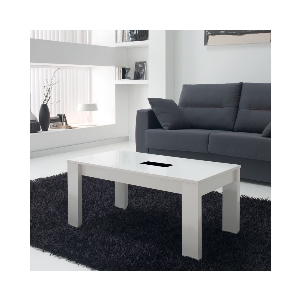 Tousmesmeubles - Table basse blanche relevable - MYSIA n°2 - Tables basses