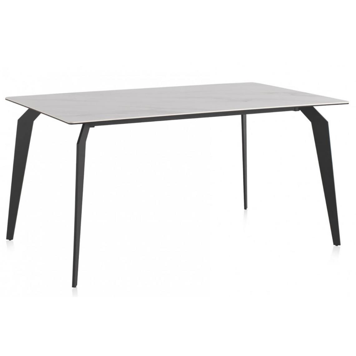 Pegane - Table à manger en céramique effet marbre et pieds coloris noir - Longueur 150 x Profondeur 90 x Hauteur 76 cm - Tables à manger