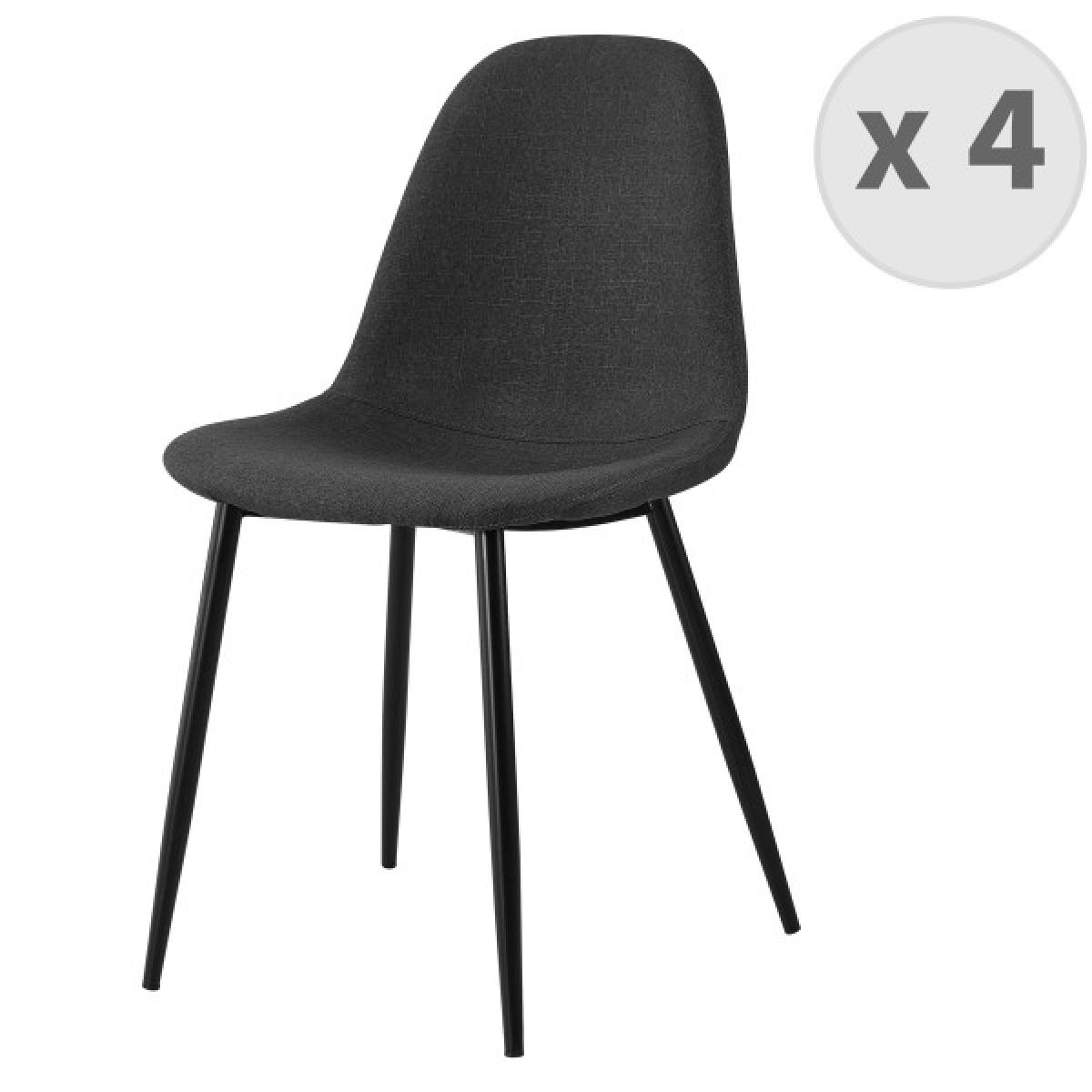 Moloo - Lot X4 chaises Orlando tissu gris foncé pieds métal noir - Chaises