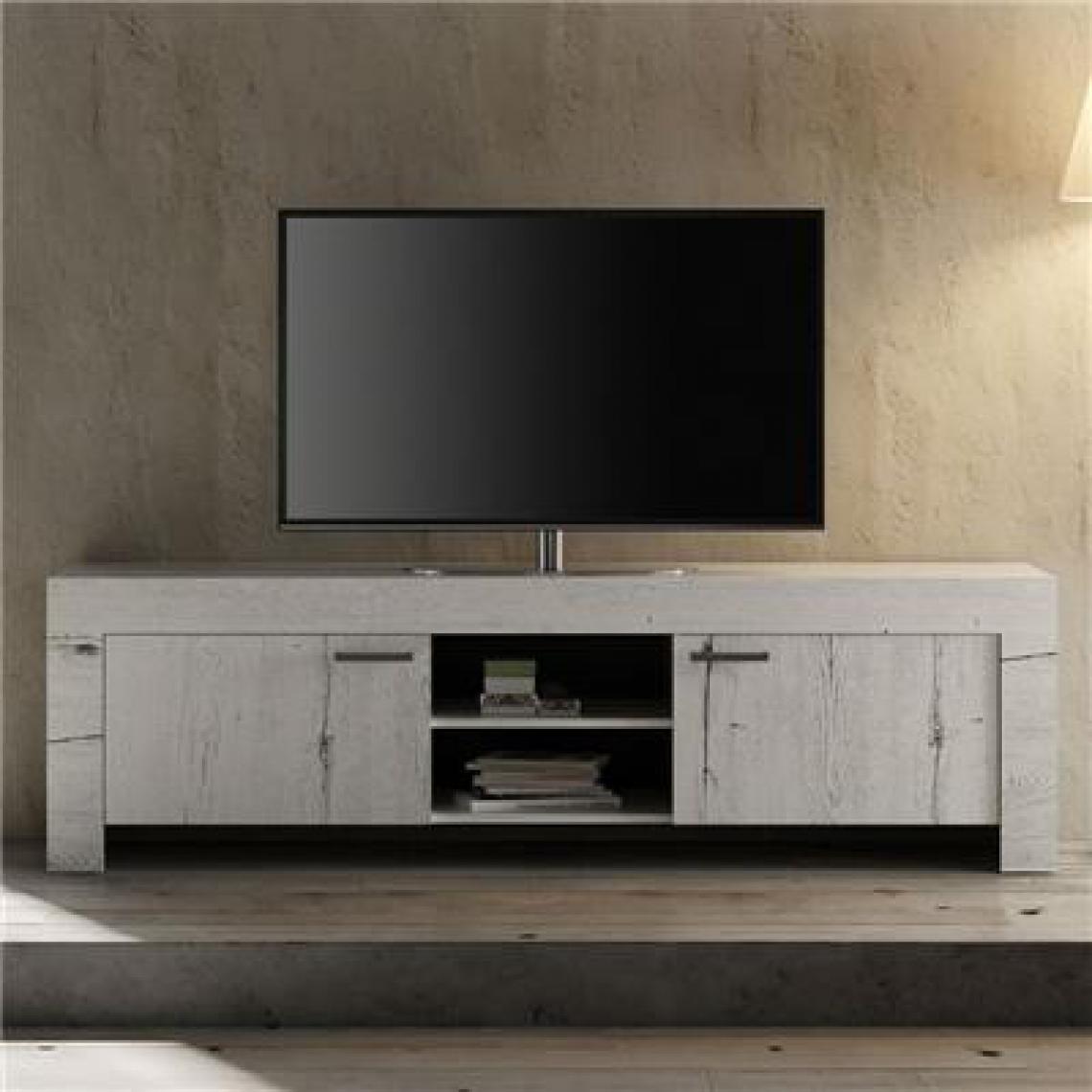 Nouvomeuble - Meuble tv contemporain couleur chêne blanchi LOGGIA 2 - Meubles TV, Hi-Fi