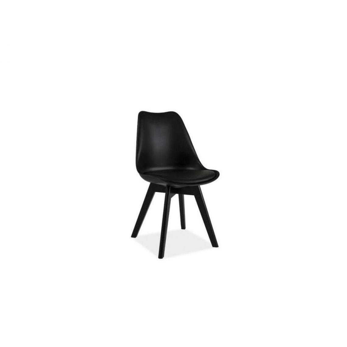 Hucoco - KRIK | Chaise style scandinave salle à manger salon bureau | 83x49x43 cm | PP + similicuir + bois | Chaise moderne - Noir - Chaises