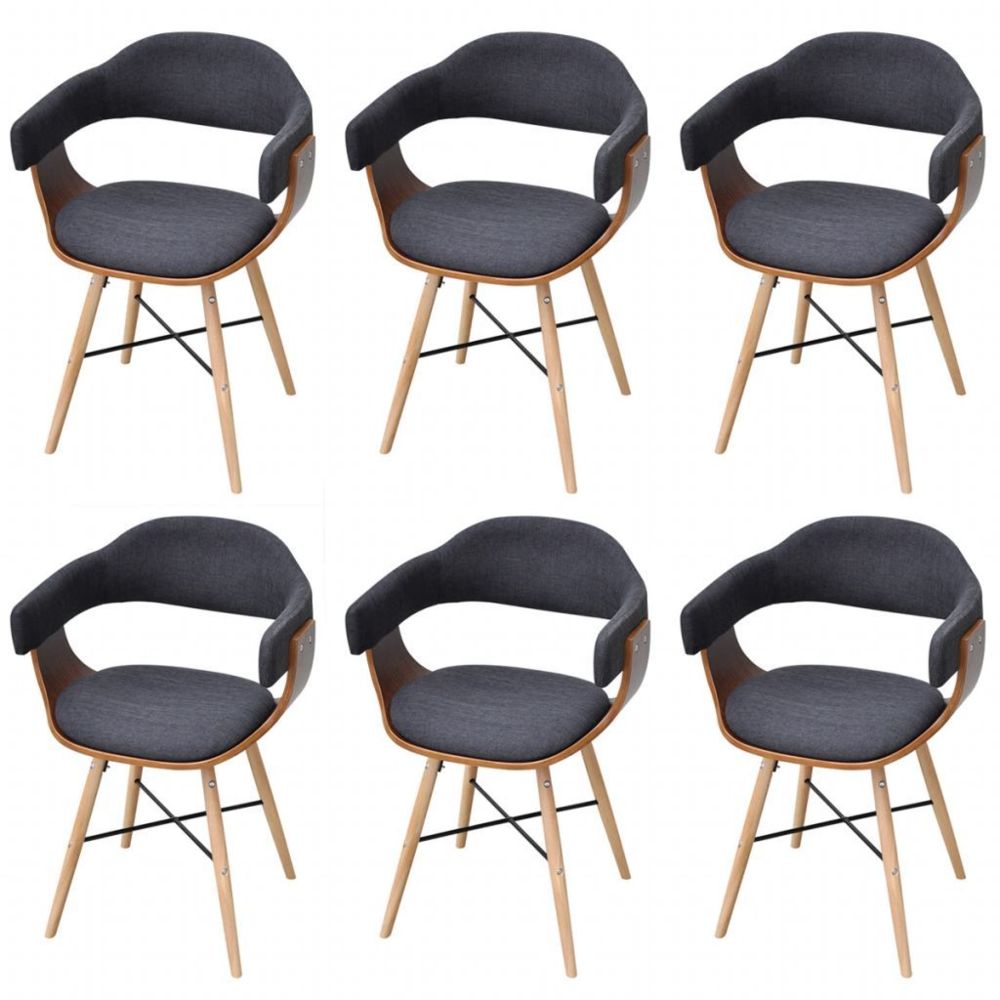 marque generique - Icaverne - Chaises de cuisine et de salle à manger gamme 6 chaises en bois cintré avec revêtement en tissu - Chaises