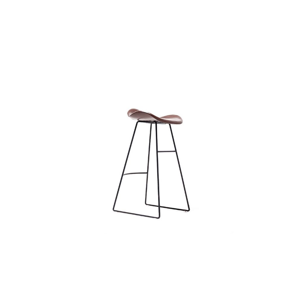Wewoo - Nordic Design Tapis de cuir PU rembourré Tabouret de comptoir de chambre avec base en métal café - Chaises