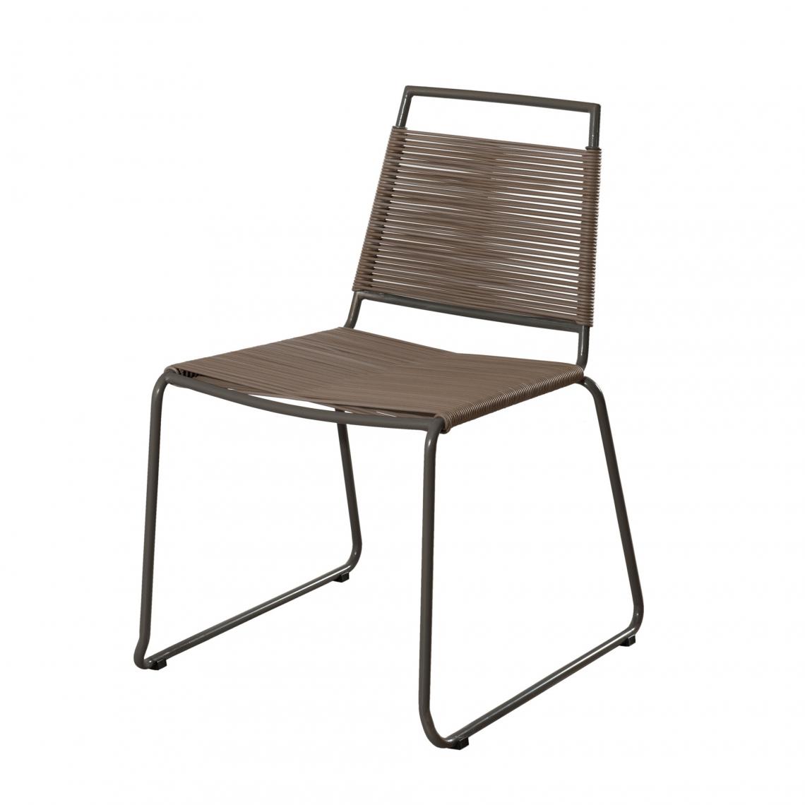 MACABANE - Lot de 2 chaises empilables en métal et cordage synthétique - Chaises