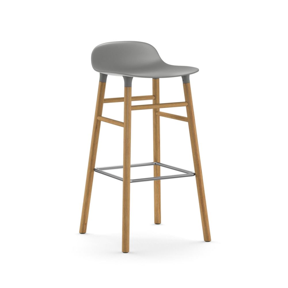 Normann Copenhagen - Chaise de bar Form avec structure en bois - Chêne - gris - 75 cm - Tabourets