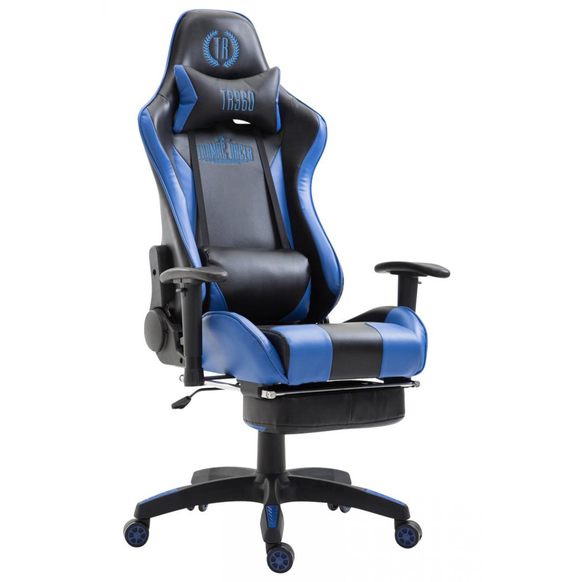 Icaverne - Stylé Chaise de bureau collection Palikir simili cuir avec repose-pieds couleur noir / bleu - Chaises
