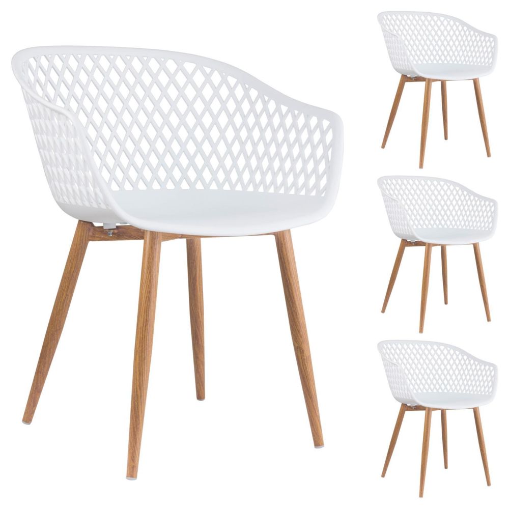 Idimex - Lot de 4 chaises MADEIRA, en plastique blanc - Chaises