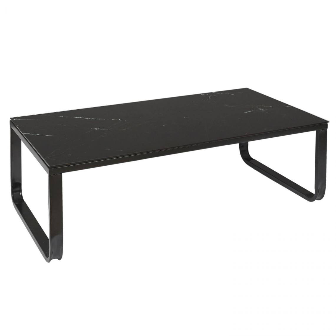 Toilinux - Table basse en verre effet marbre - Noir - Tables basses