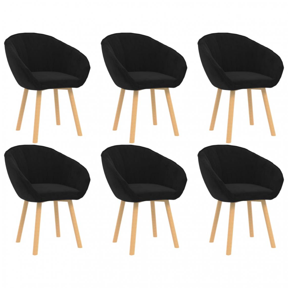 Chunhelife - Chunhelife Chaises de salle à manger 6 pcs Noir Velours - Chaises