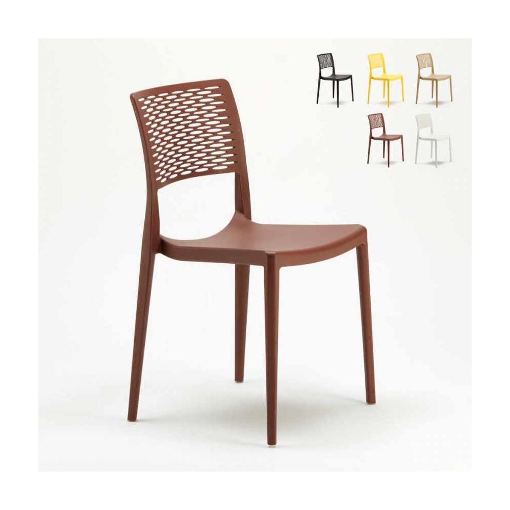 Ahd Amazing Home Design - Chaise pour salle à manger Bar et Jardin en Polypropylène Empilable et Légère Cross, Couleur: Marron - Chaises