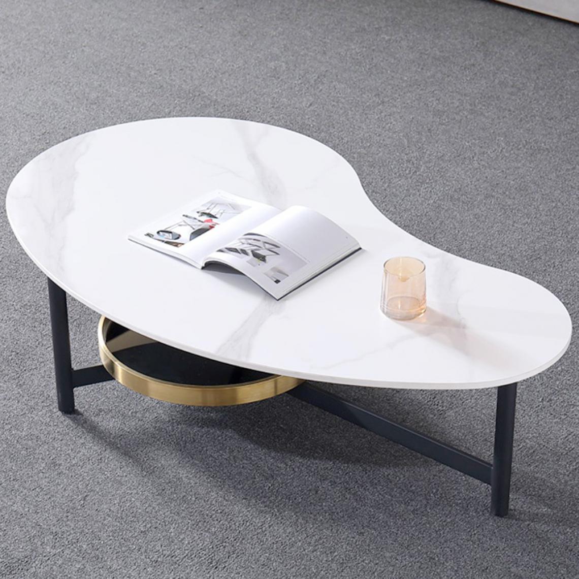 Meubler Design - Table basse design arrondi SMOKE - Blanc effet marbre - Tables basses