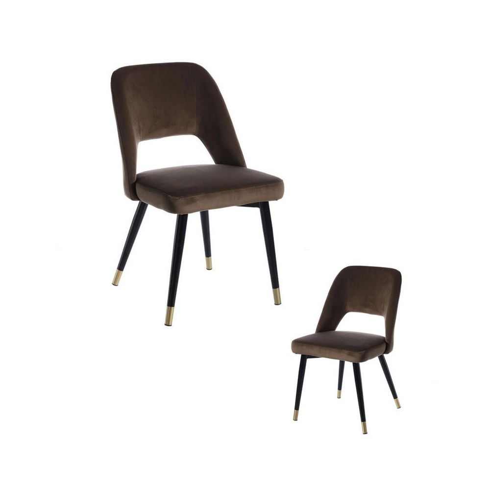 Tousmesmeubles - Duo de chaises Métal/Tissu Café - YIZI - Chaises